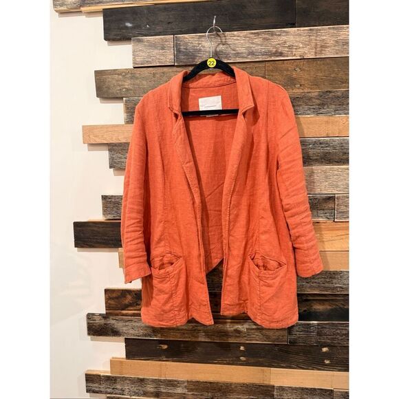 Anthropologie Vintage Washed Linen blend Blazer oversized boho lagenlook Sz 6 - Picture 3 of 10